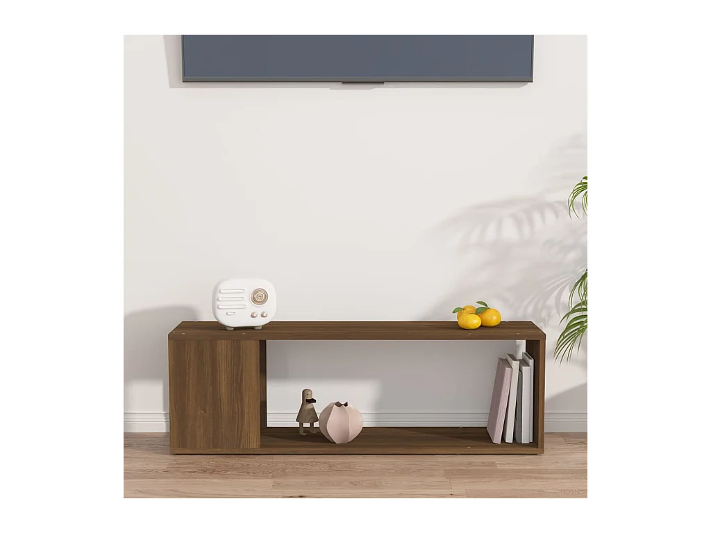 Norman  Tv-meubel 100x24x32 cm bewerkt hout bruin eikenkleur