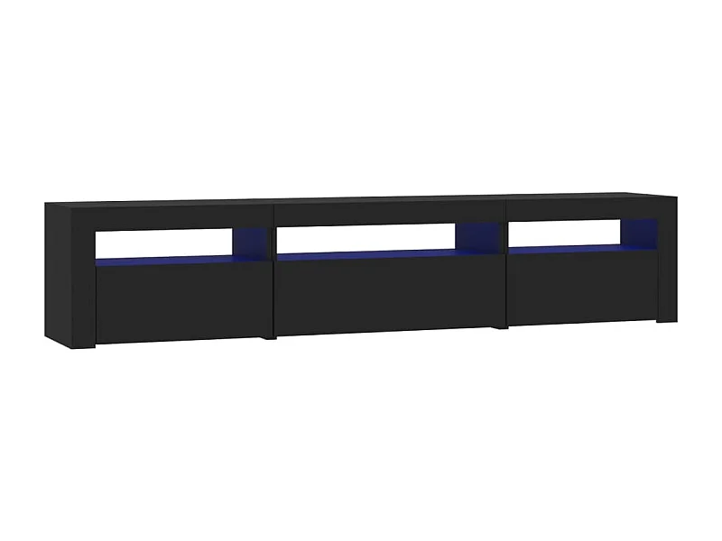 Vleteren  Meuble TV avec lumières LED Noir 195x35x40 cm