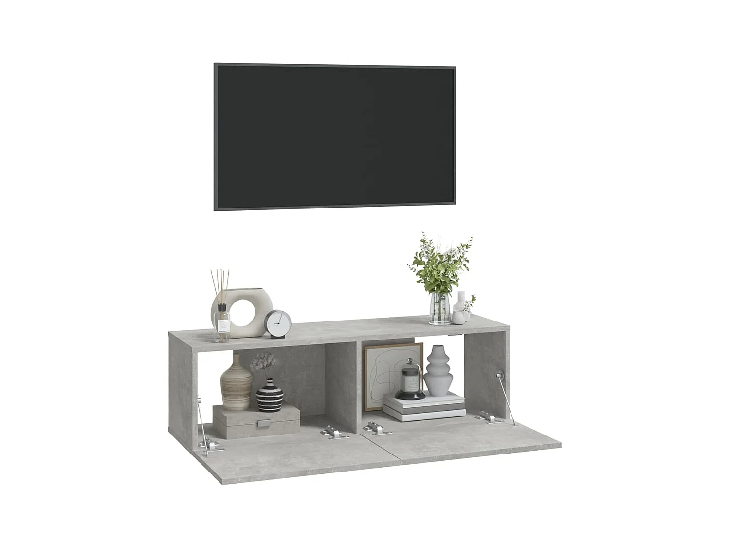 Lorien  Mueble TV de pared 2 uds madera contrachapada gris 100x30x30cm