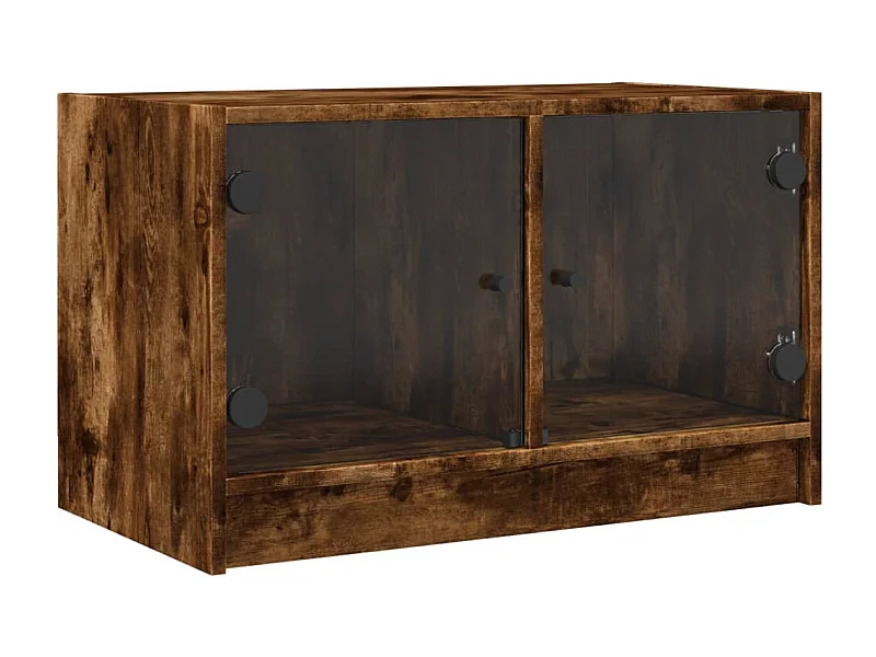 Herpen  Meuble TV avec portes en verre chêne fumé 68x37x42 cm