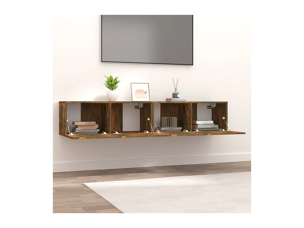 Ballinger  Tv-meubelen 2 st 80x30x30 cm bewerkt hout gerookt eikenkleur
