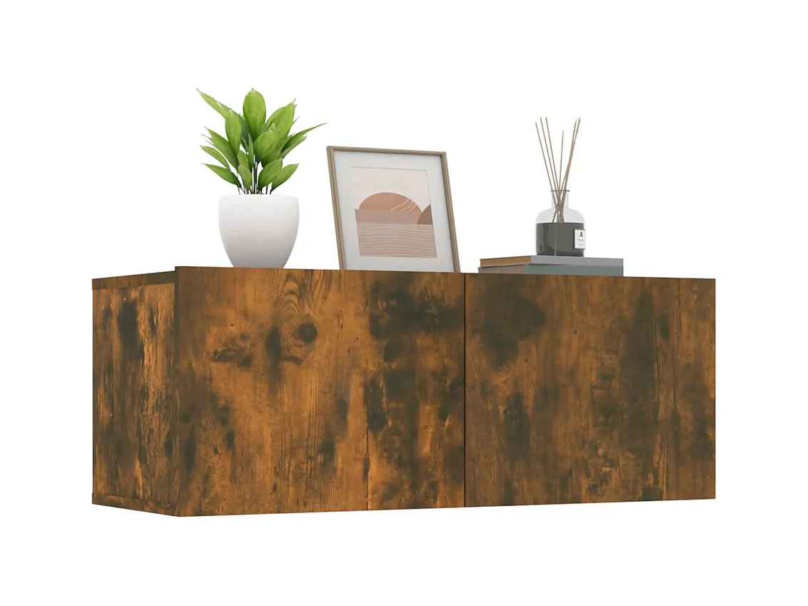 Ballinger  Tv-meubelen 2 st 80x30x30 cm bewerkt hout gerookt eikenkleur