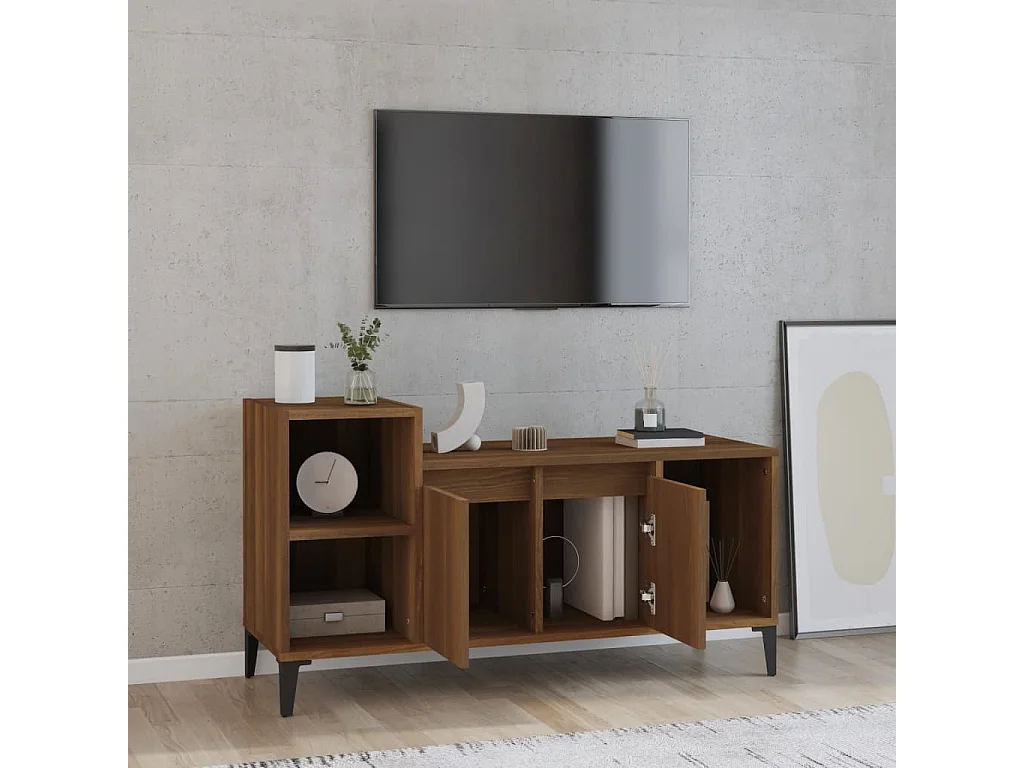 Fornir  Meuble TV Chêne marron 100x35x55 cm Bois d'ingénierie