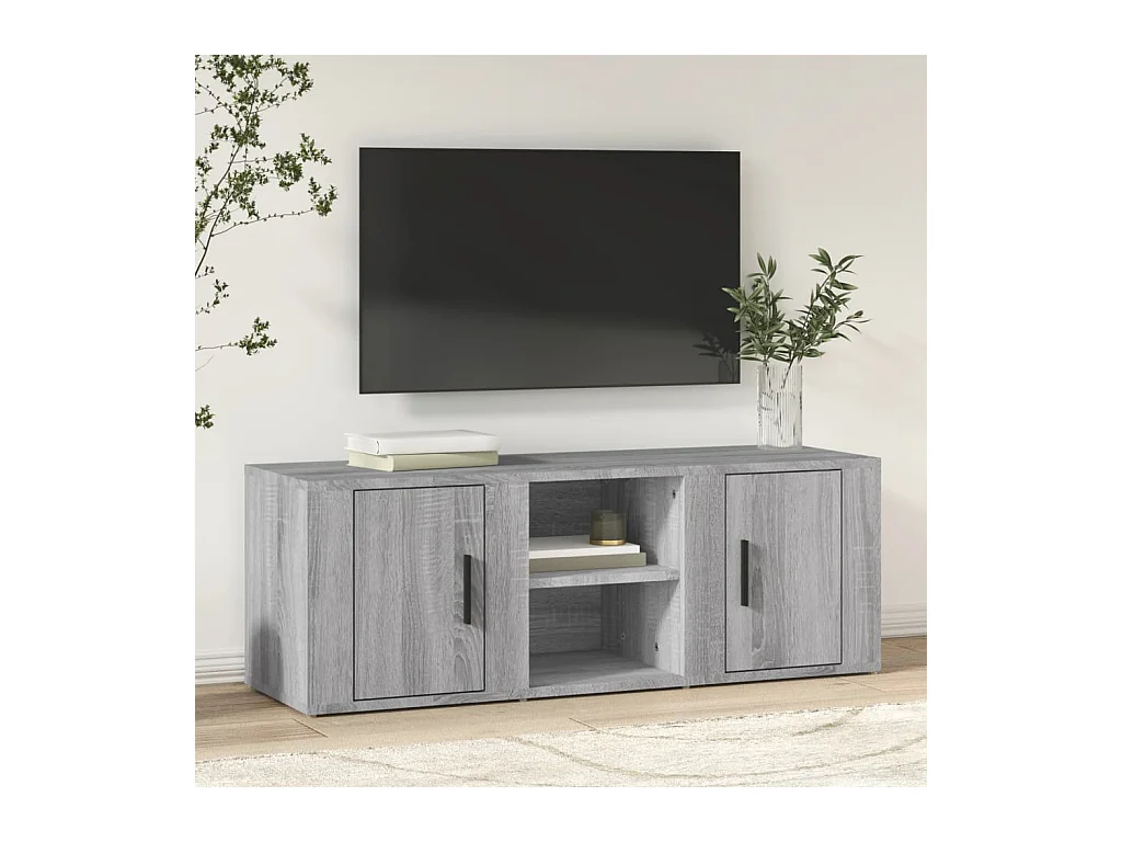 Hidran  Meuble TV Sonoma gris 100x31,5x35 cm Bois d'ingénierie