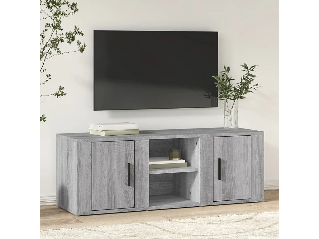 Hidran  Mueble para TV madera contrachapada gris Sonoma 100x31,5x35 cm