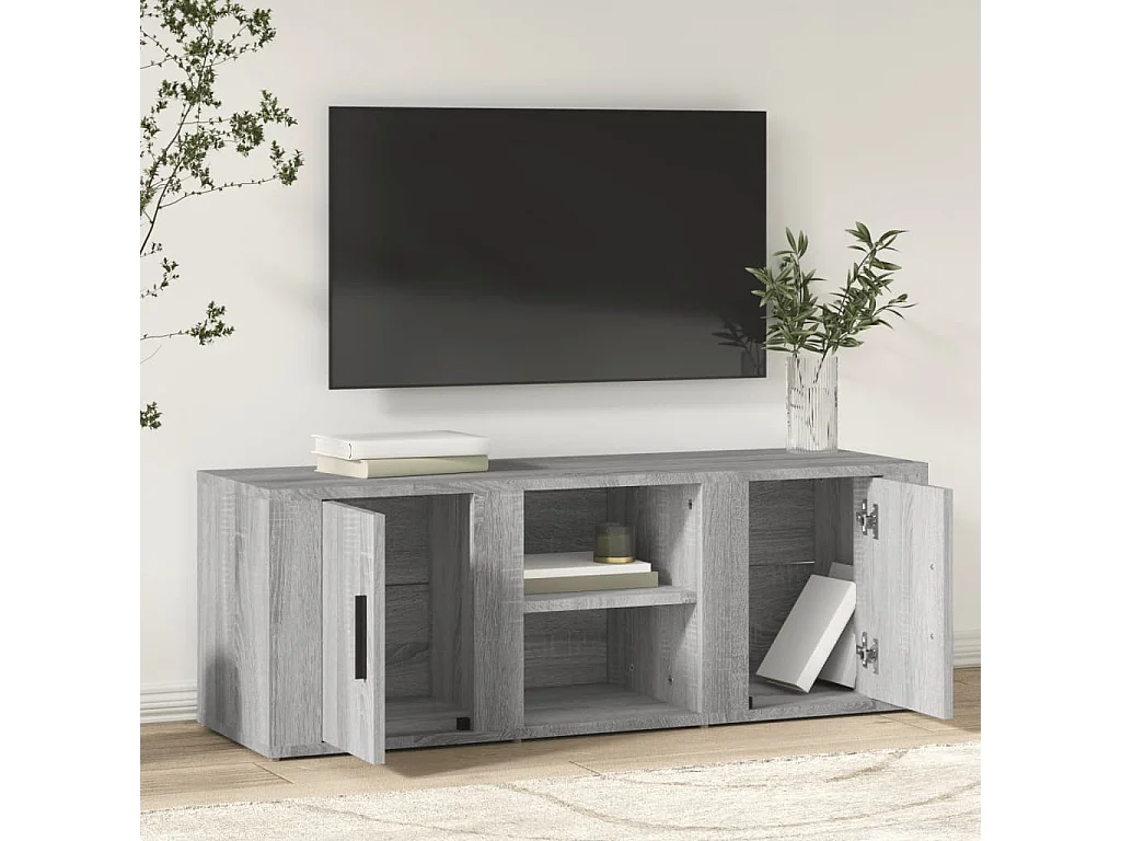 Hidran  Mueble para TV madera contrachapada gris Sonoma 100x31,5x35 cm