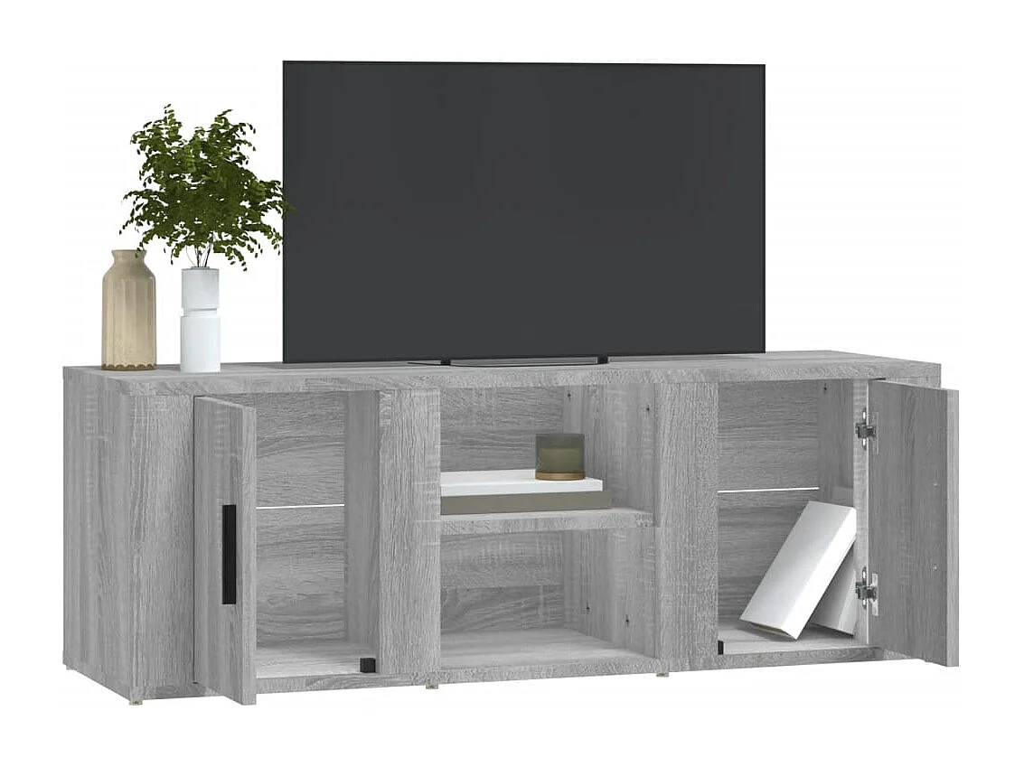 Hidran  Mueble para TV madera contrachapada gris Sonoma 100x31,5x35 cm