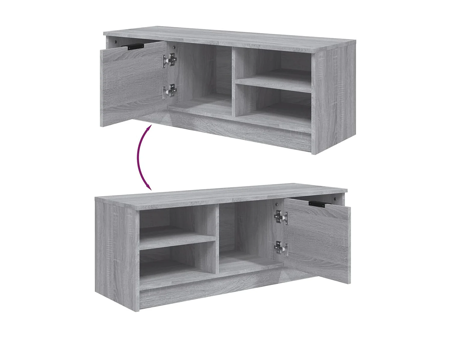 Hilrik  Meuble TV Sonoma gris 102x35,5x36,5 cm Bois d'ingénierie