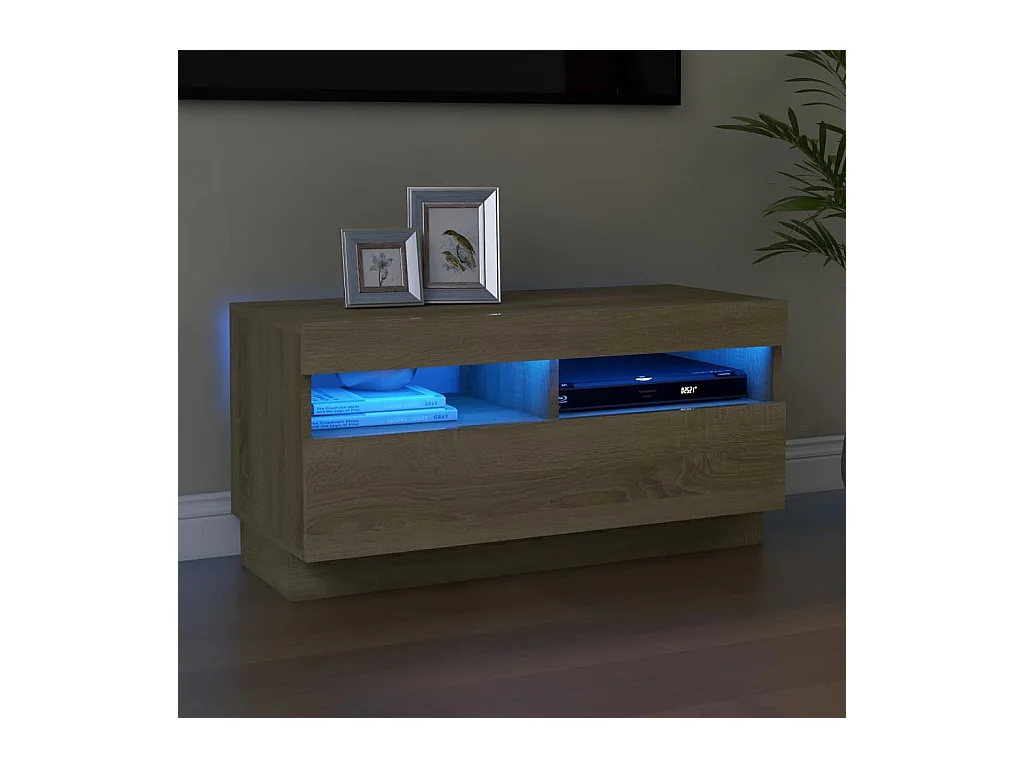 Roelant  Meuble TV avec lumières LED chêne sonoma 80x35x40 cm