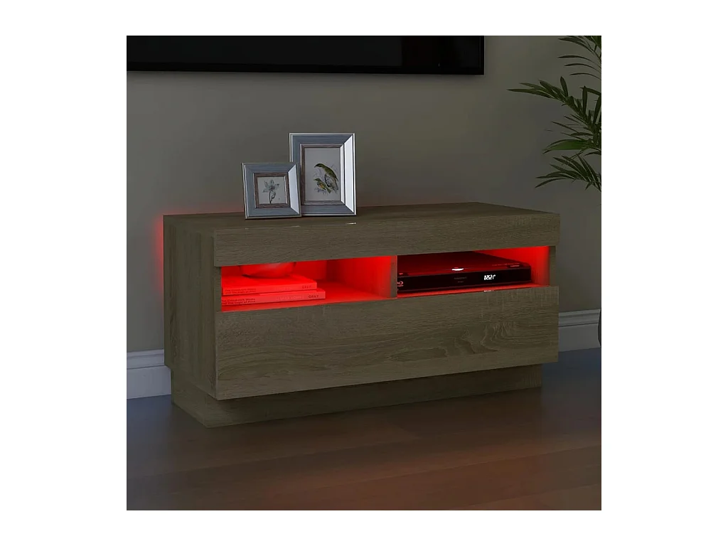 Roelant  Meuble TV avec lumières LED chêne sonoma 80x35x40 cm