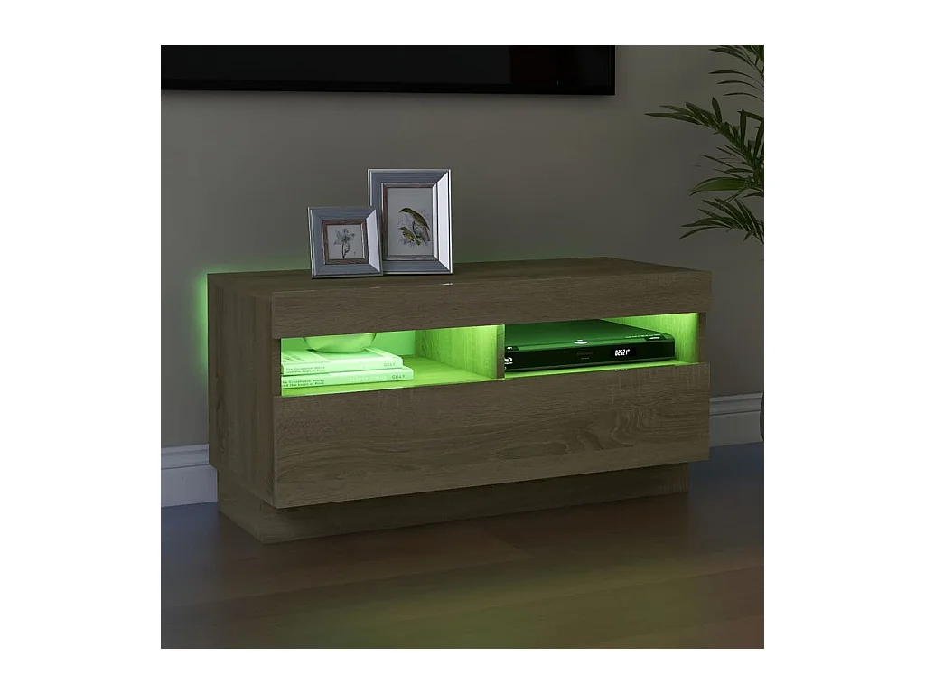 Roelant  Meuble TV avec lumières LED chêne sonoma 80x35x40 cm