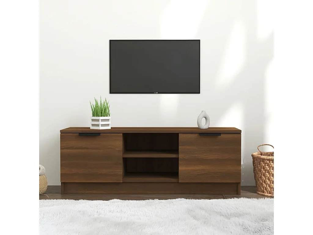 Kaelyn  Meuble TV Chêne marron 102x35x36,5 cm Bois d'ingénierie