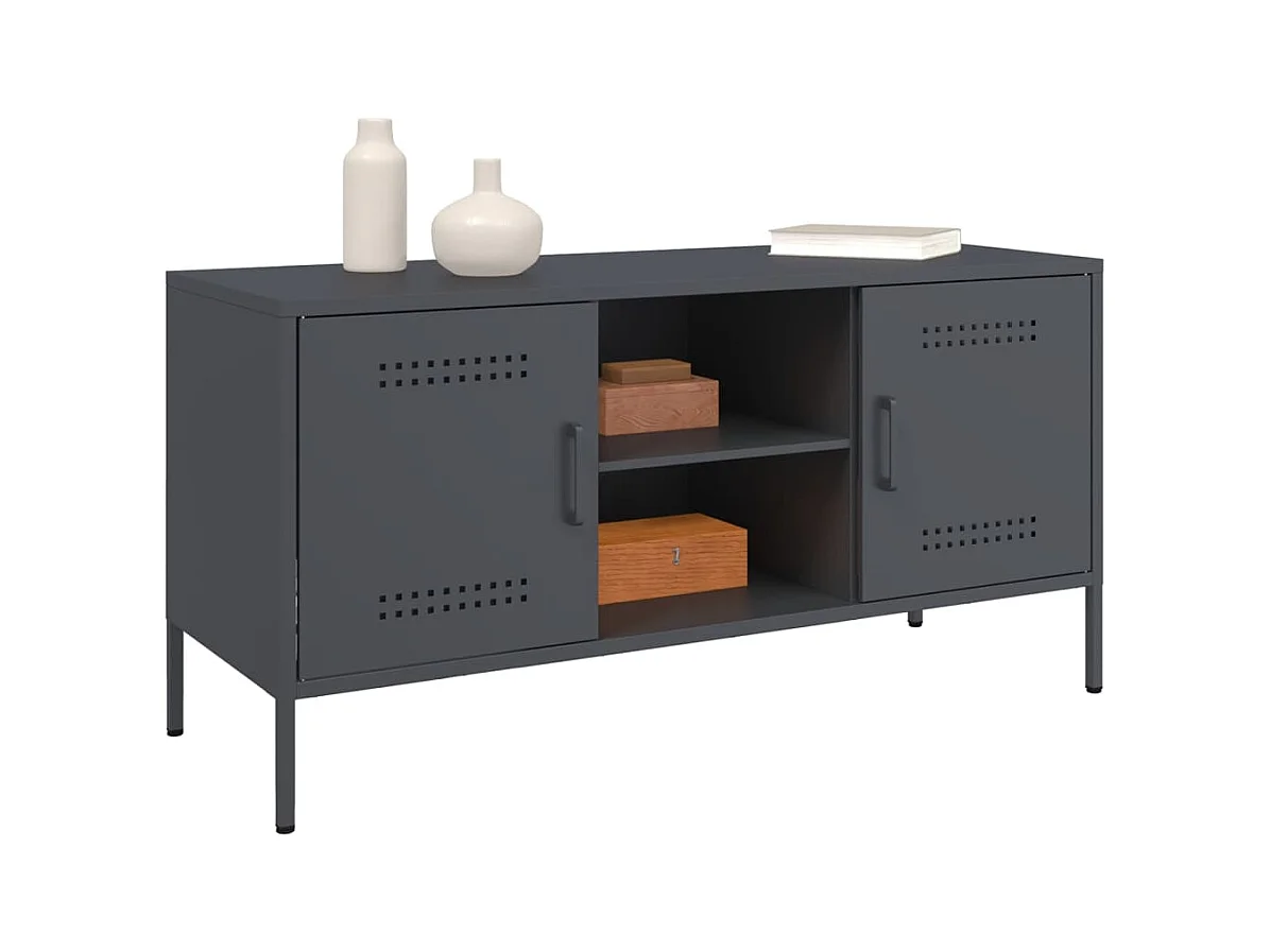 Lampasas  Meuble TV anthracite 100,5x39x50,5 cm acier