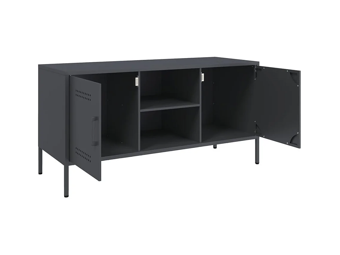 Lampasas  Meuble TV anthracite 100,5x39x50,5 cm acier