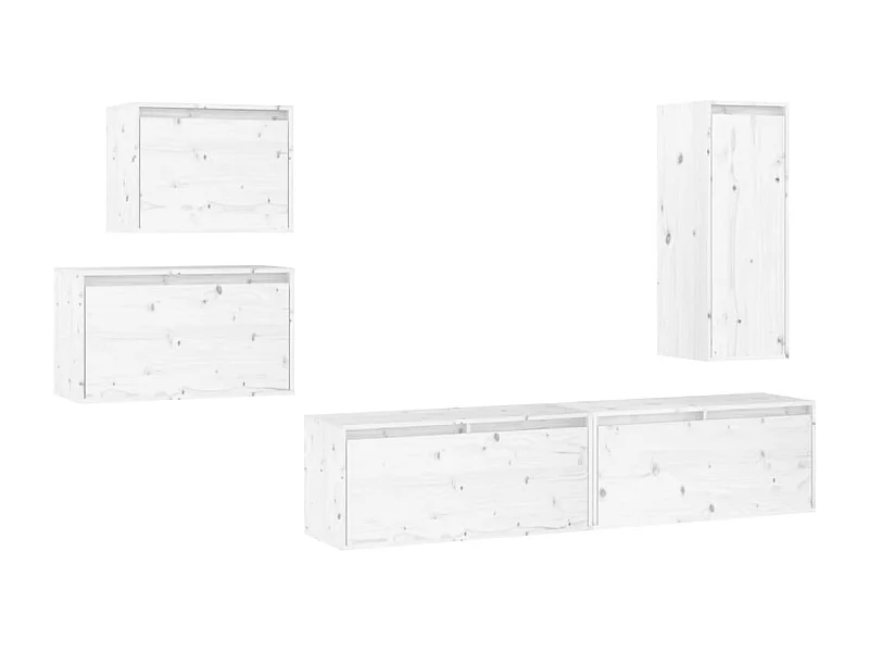Sermin  Meubles TV 5 pcs Blanc Bois massif de pin
