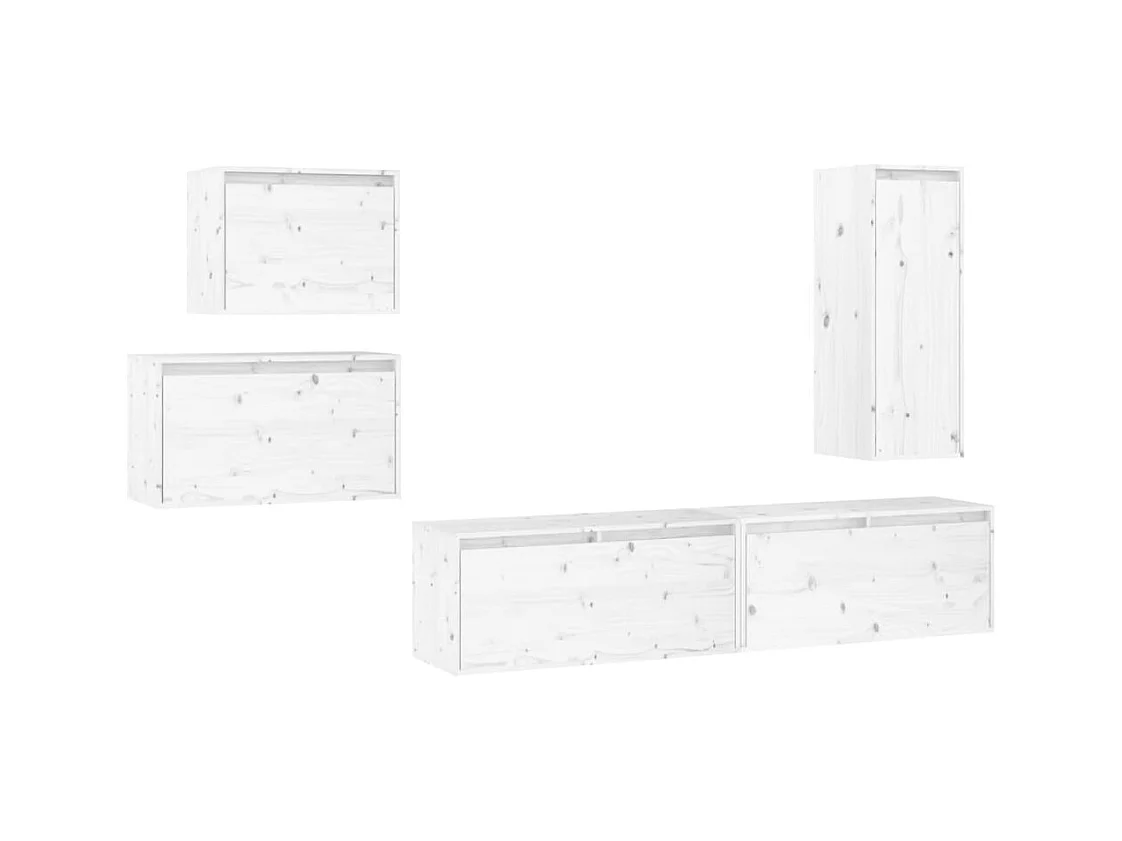 Sermin  Meubles TV 5 pcs Blanc Bois massif de pin