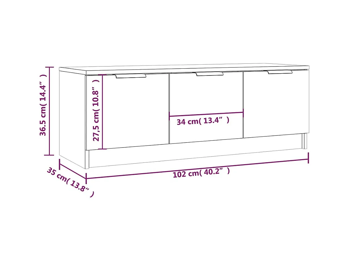Yrnir  Meuble TV Sonoma gris 102x35x36,5 cm Bois d'ingénierie