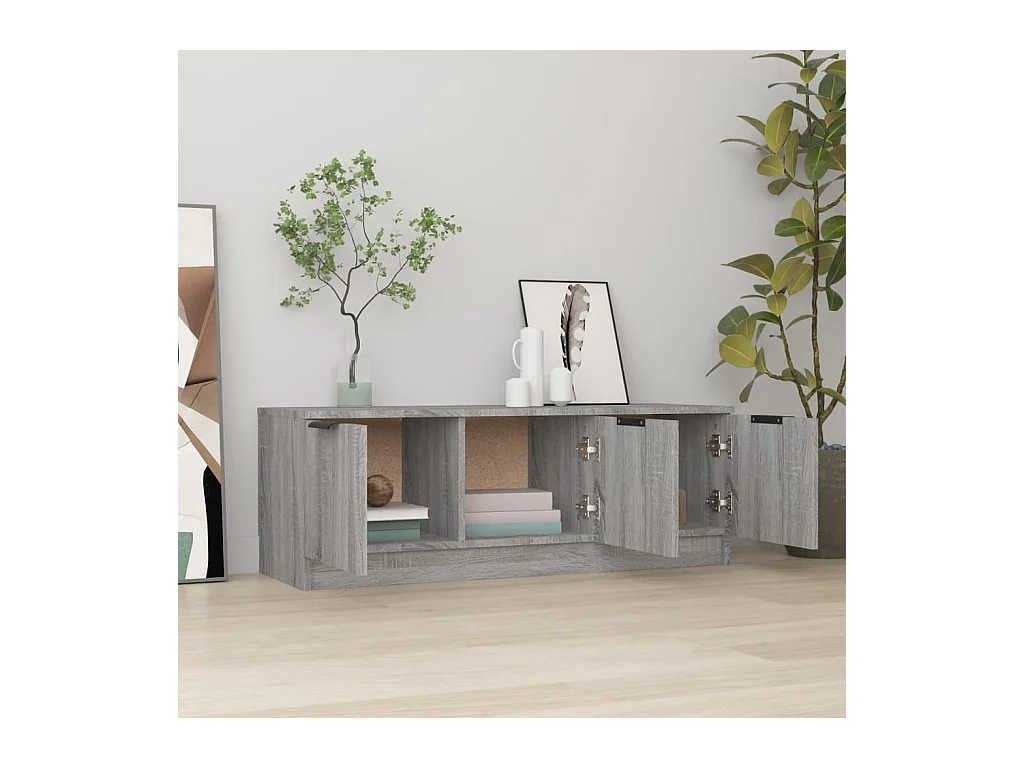 Yrnir  Mueble de TV madera contrachapada gris Sonoma 102x35x36,5 cm