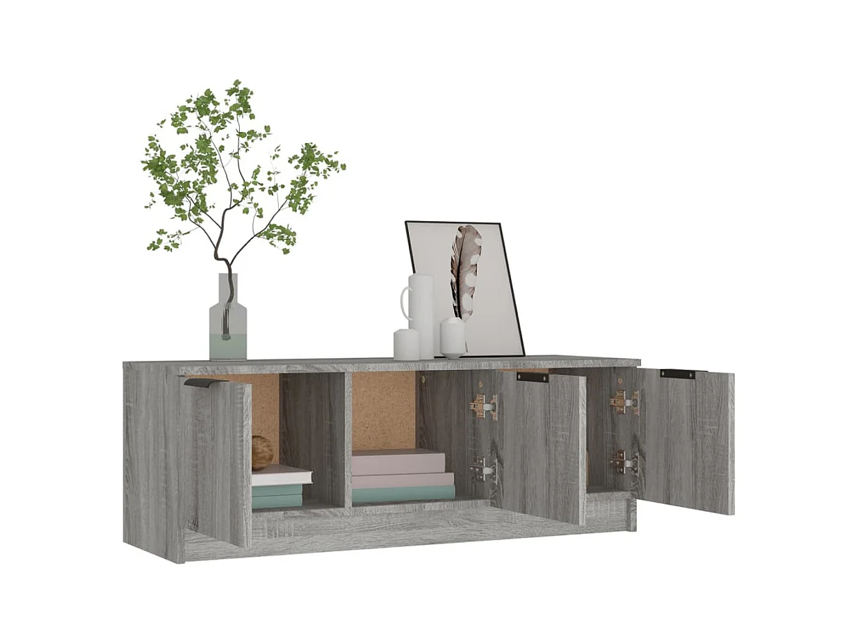 Yrnir  Mueble de TV madera contrachapada gris Sonoma 102x35x36,5 cm