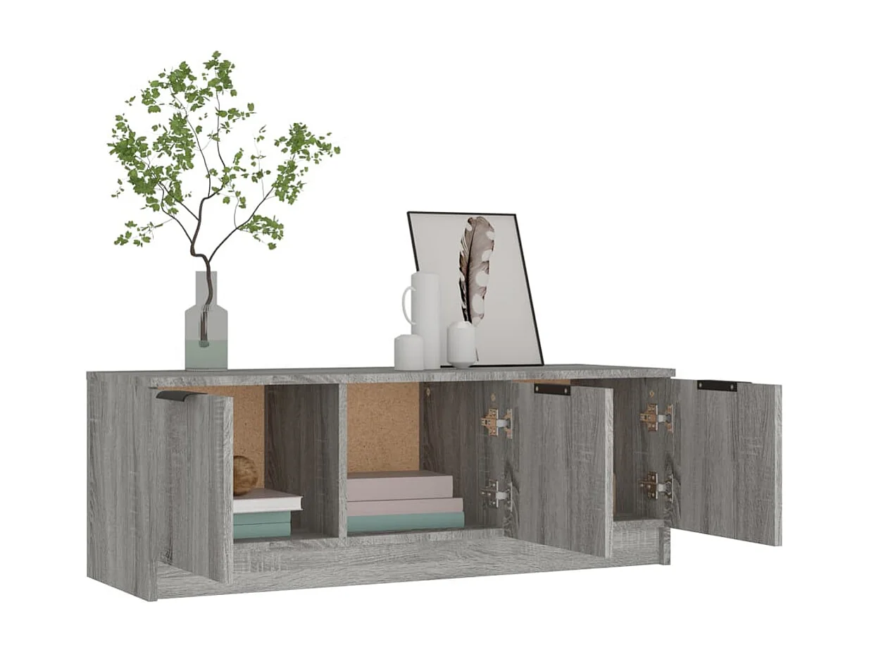 Yrnir  Tv-meubel 102x35x36,5 cm bewerkt hout grijs sonoma eikenkleurig