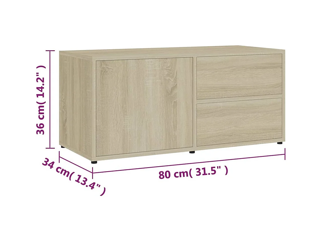 Waianae  Meuble TV Chêne sonoma 80x34x36 cm Bois d'ingénierie