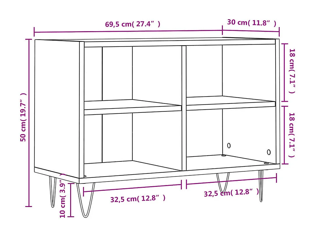 Miami  Meuble TV chêne sonoma 69,5 x 30 x 50 cm bois d'ingénierie