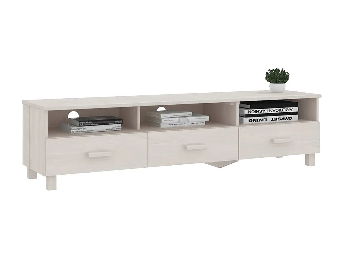 Reha  Meuble TV HAMAR Blanc 158x40x40 cm Bois massif de pin