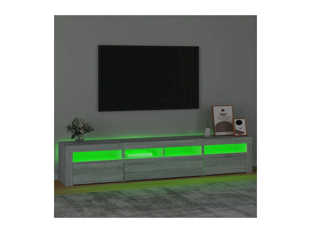 Vleteren  Meuble TV avec lumières LED Sonoma gris 210x35x40 cm