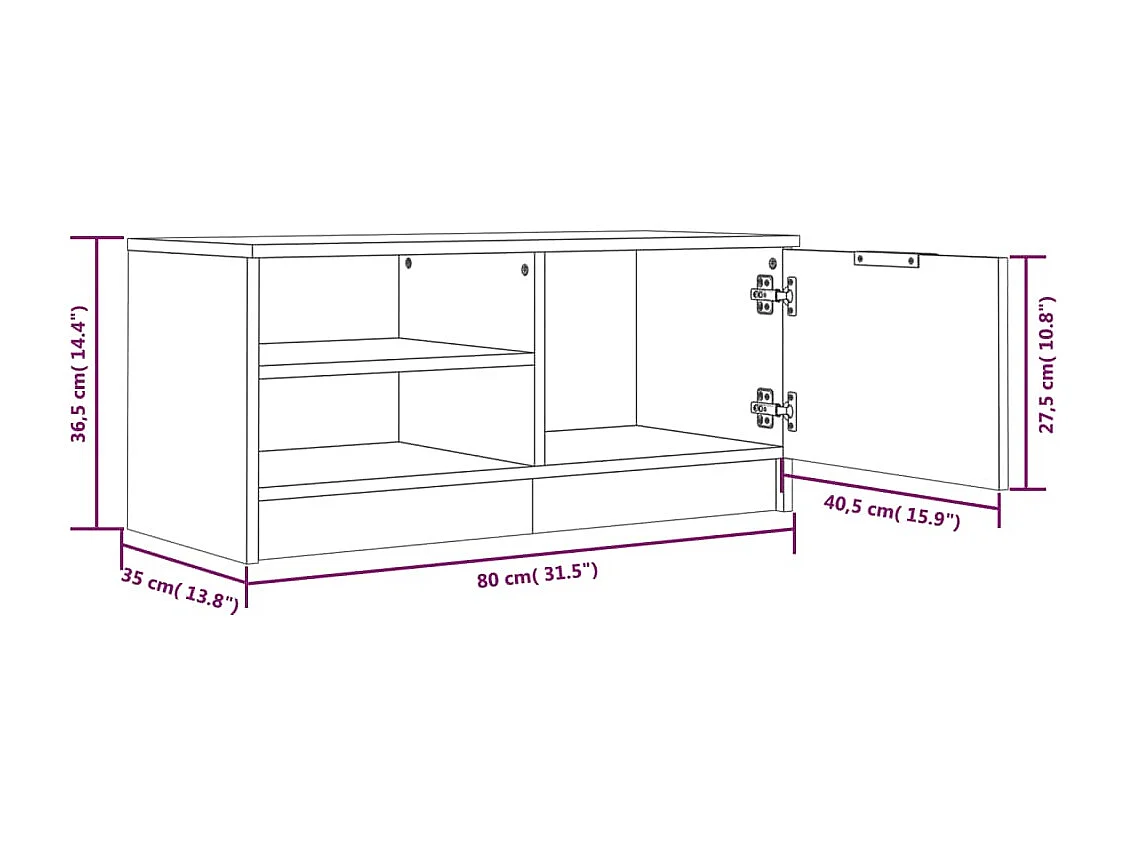 Bryvra  Tv-meubel 80x35x36,5 cm bewerkt hout sonoma eikenkleurig