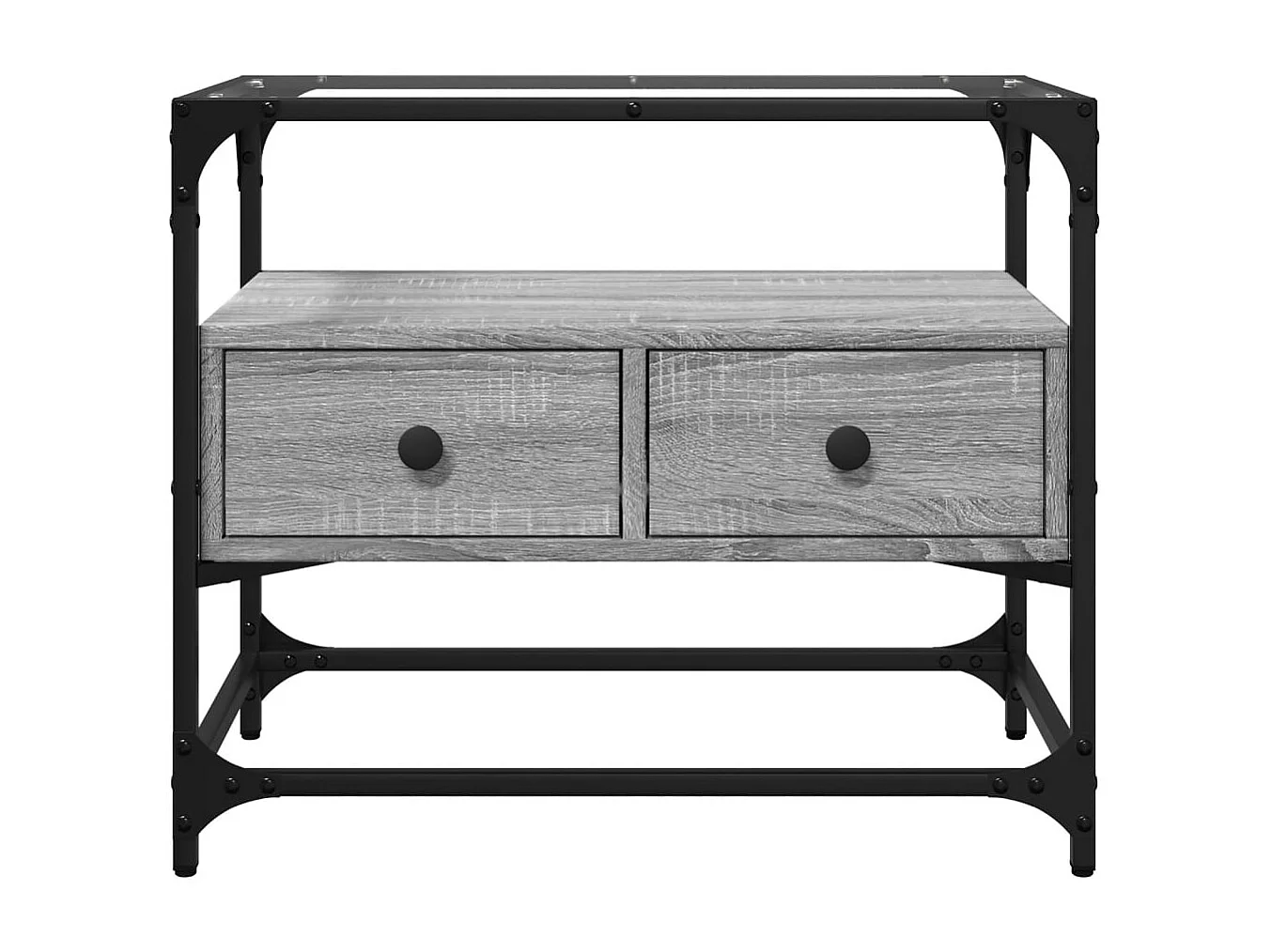 Varel  Meuble TV avec dessus en verre sonoma gris bois d'ingénierie