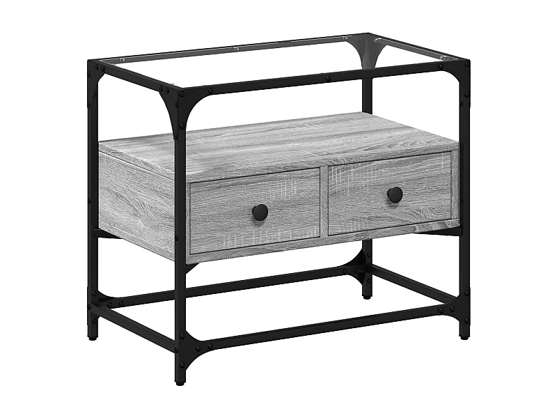 Varel  Mueble TV cristal y madera ingeniería gris Sonoma 60x35x51 cm