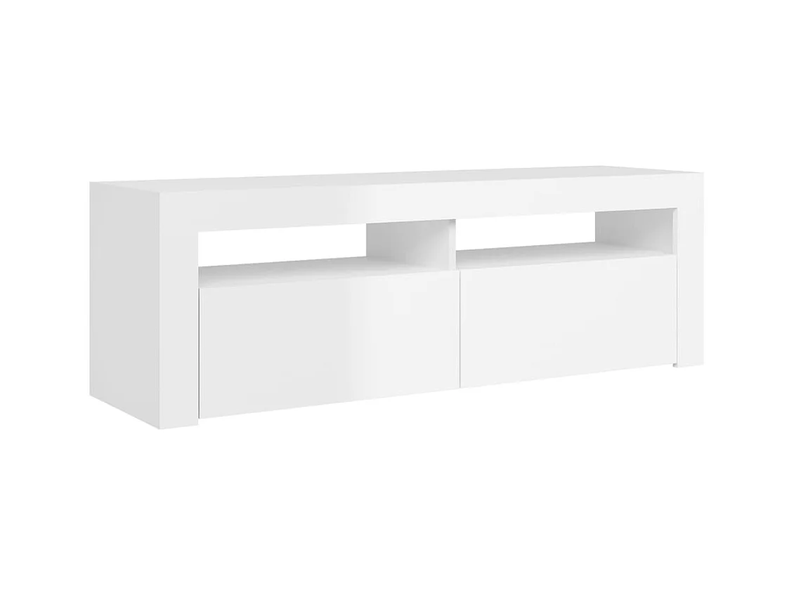 Afet  Meuble TV avec lumières LED blanc brillant 120x35x40 cm