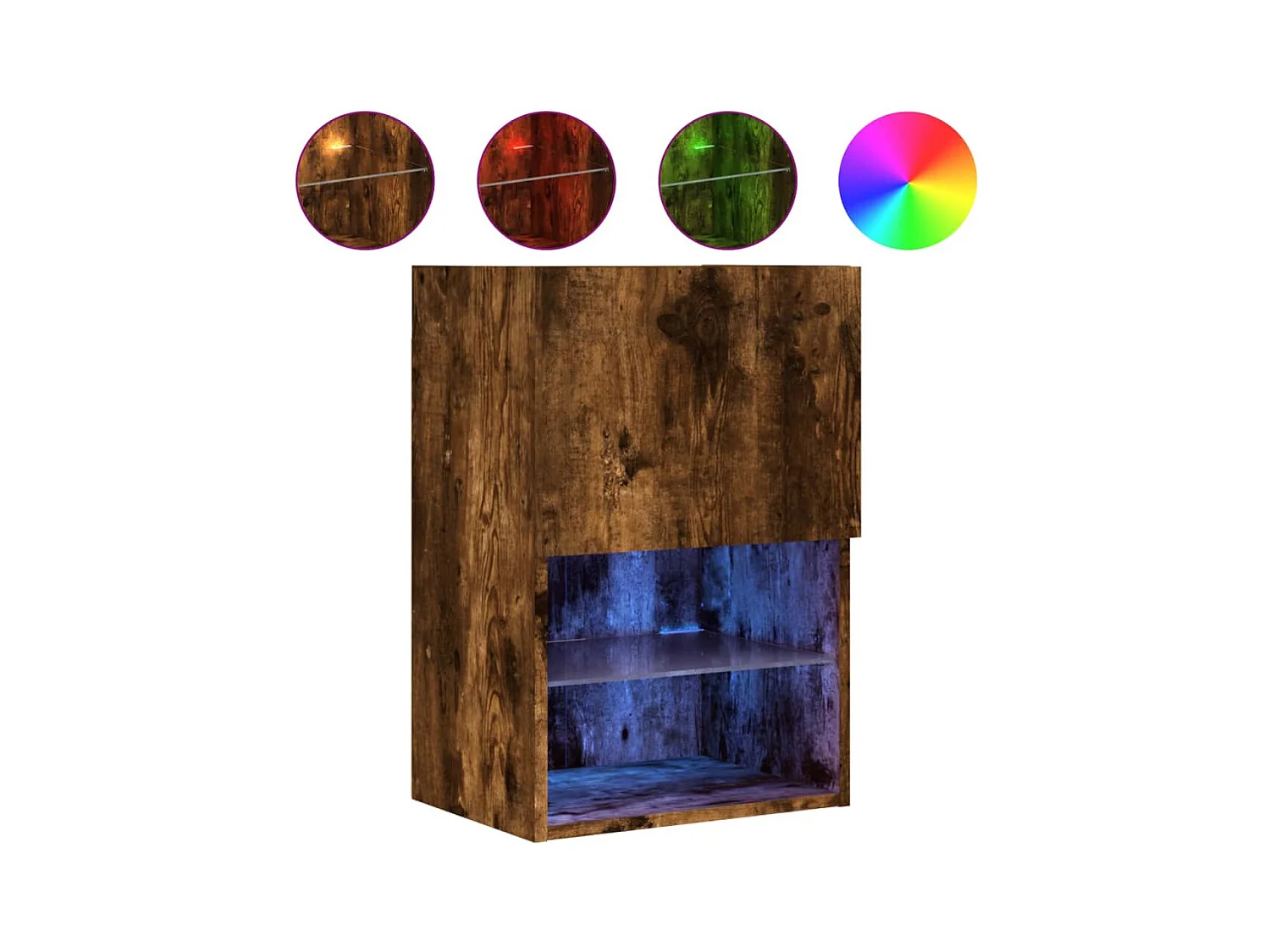 Almar  Meuble TV avec lumières LED chêne fumé 40,5x30x60 cm