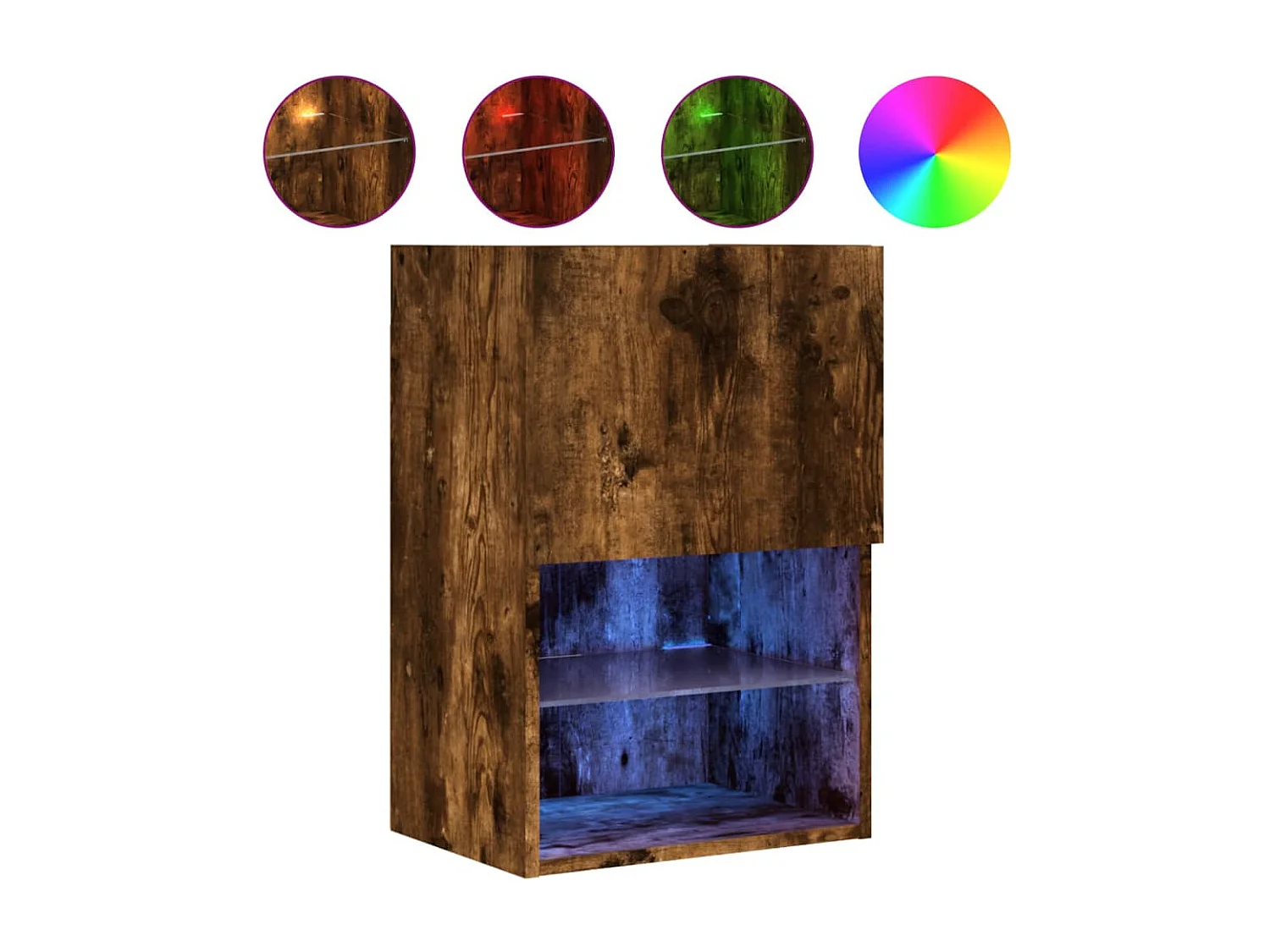 Almar  Meuble TV avec lumières LED chêne fumé 40,5x30x60 cm