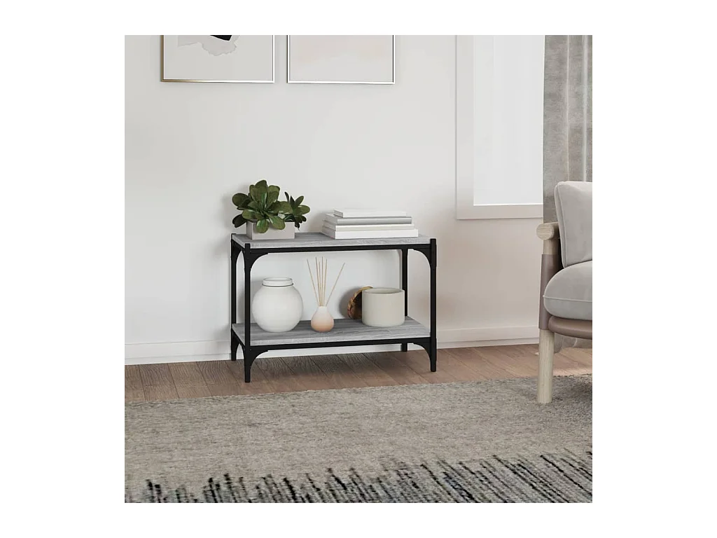 Foster City  Tv-meubel 60x33x41 cm bewerkt hout en staal grijs sonoma eiken