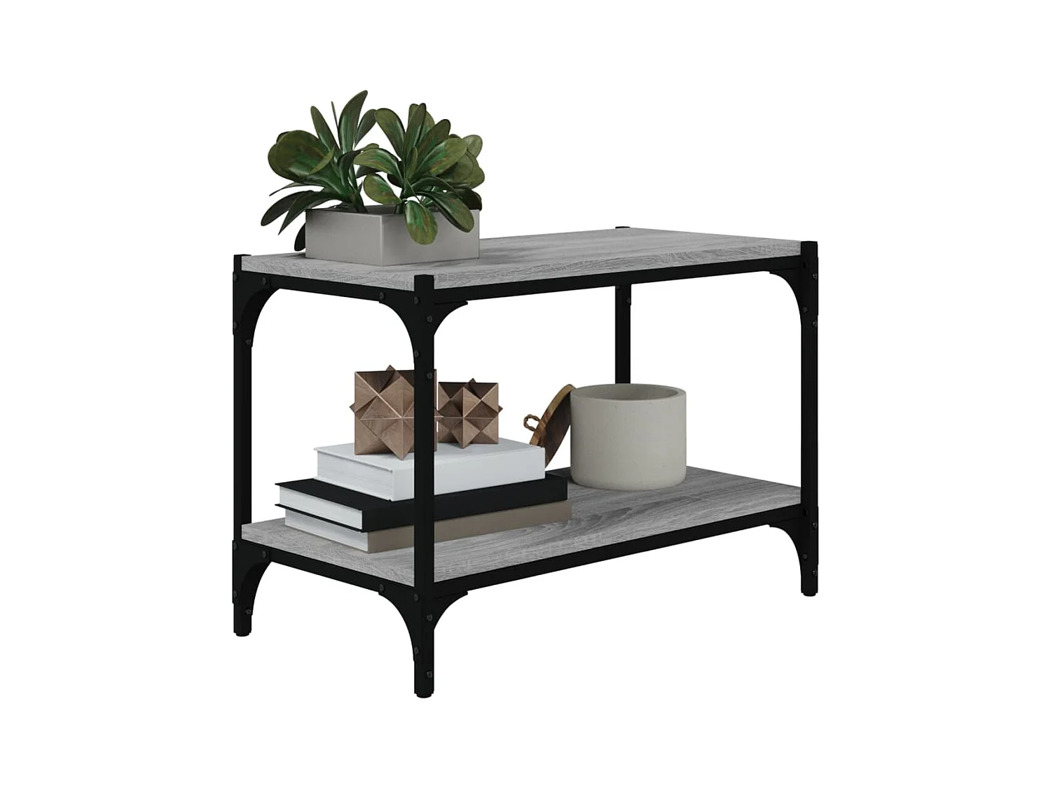 Foster City  Tv-meubel 60x33x41 cm bewerkt hout en staal grijs sonoma eiken