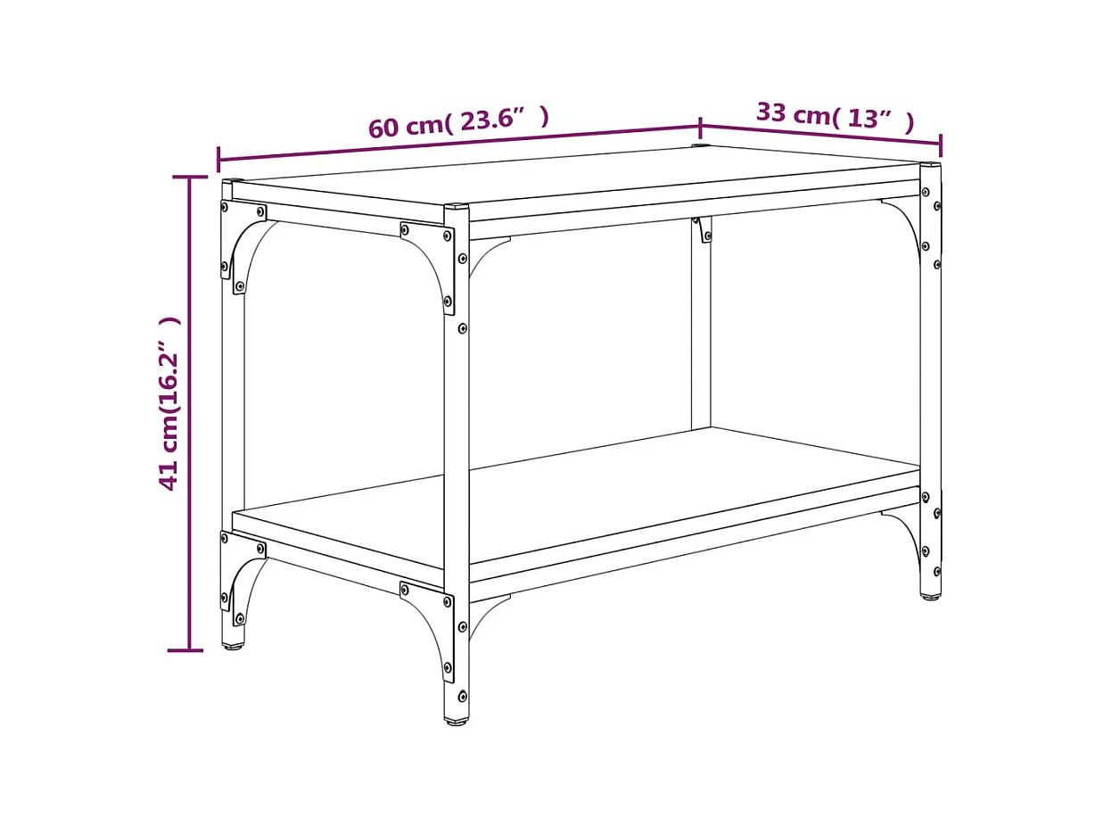 Foster City  Tv-meubel 60x33x41 cm bewerkt hout en staal grijs sonoma eiken