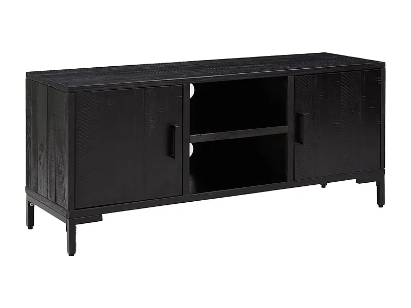 Renata Luz  Meuble TV Noir 110x35x48 cm Bois de pin massif