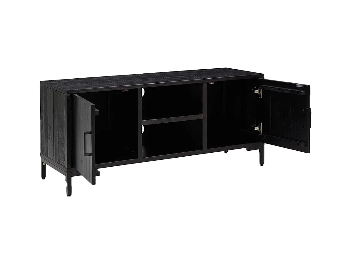 Renata Luz  Meuble TV Noir 110x35x48 cm Bois de pin massif