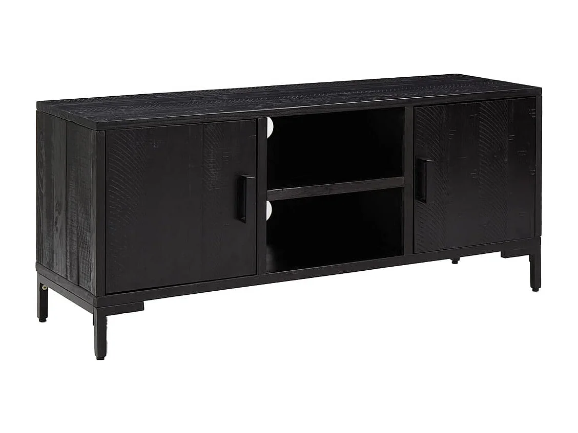 Renata Luz  Mueble para TV madera maciza de pino negro 110x35x48 cm