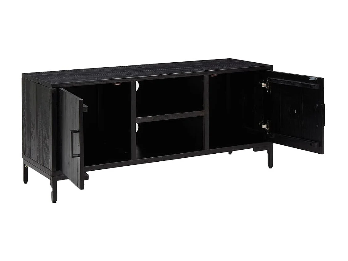 Renata Luz  Mueble para TV madera maciza de pino negro 110x35x48 cm