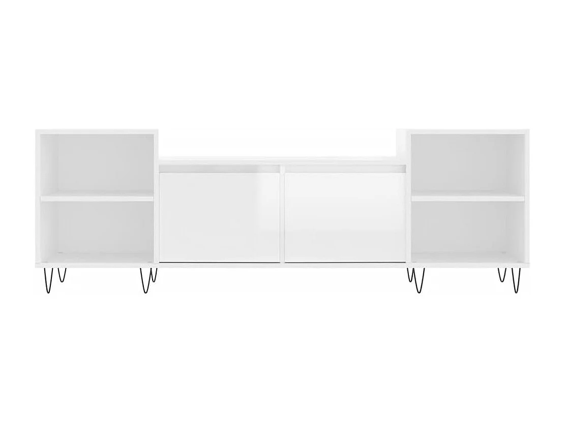 Sølveig  Mueble para TV madera contrachapada blanco brillo 160x35x55 cm