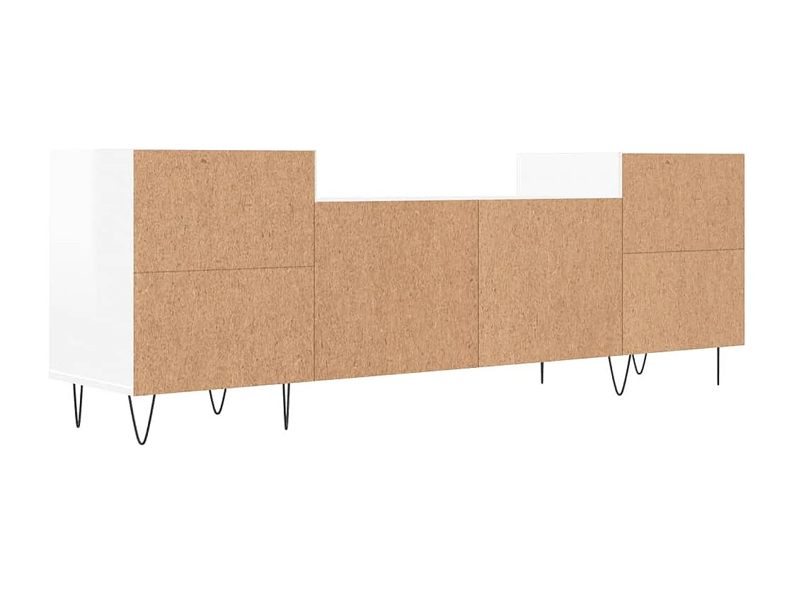 Sølveig  Mueble para TV madera contrachapada blanco brillo 160x35x55 cm