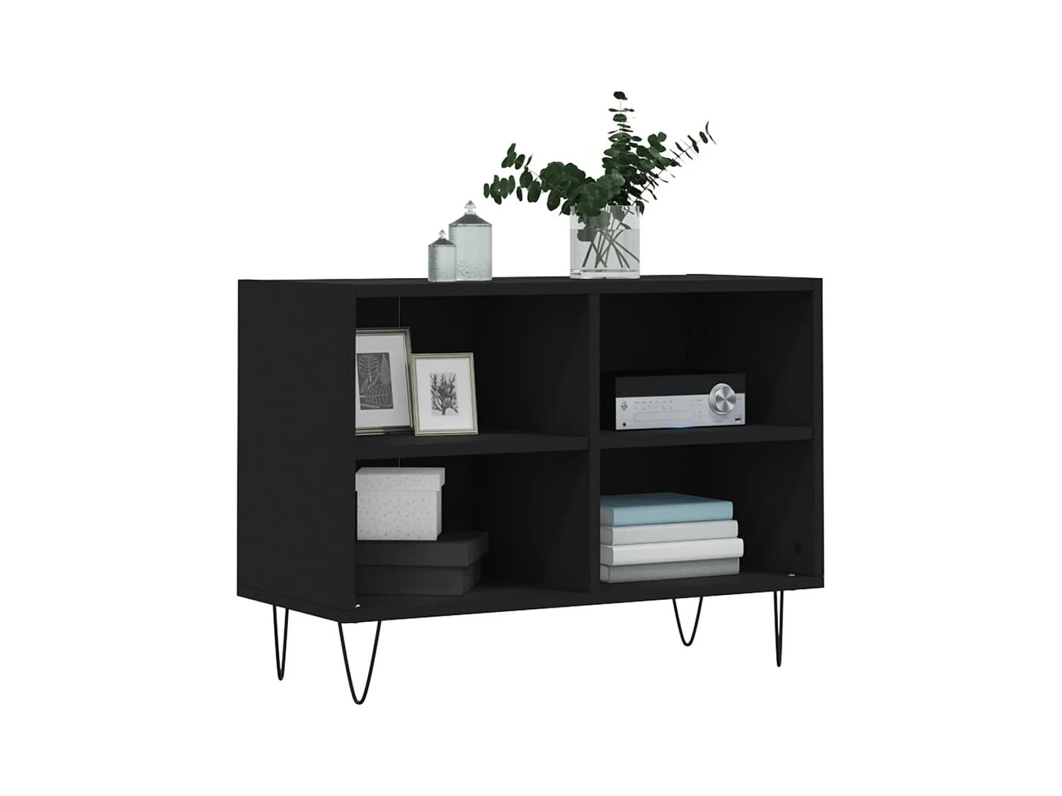 Miami  Meuble TV noir 69,5 x 30 x 50 cm bois d'ingénierie