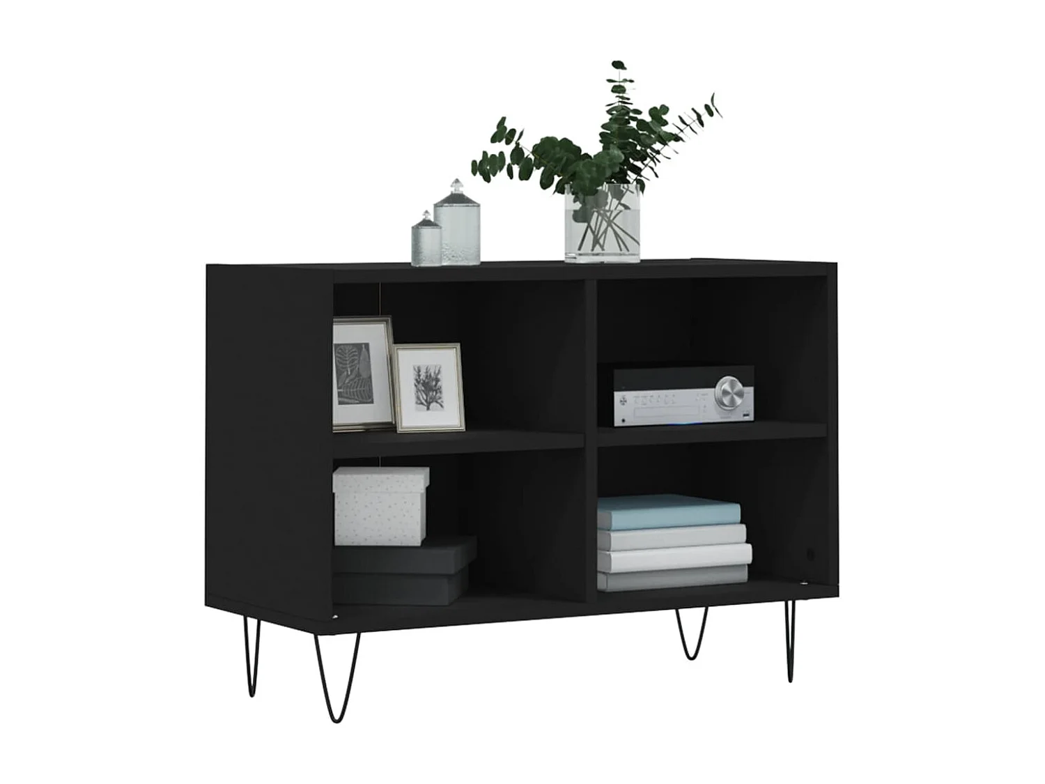 Miami  Meuble TV noir 69,5 x 30 x 50 cm bois d'ingénierie