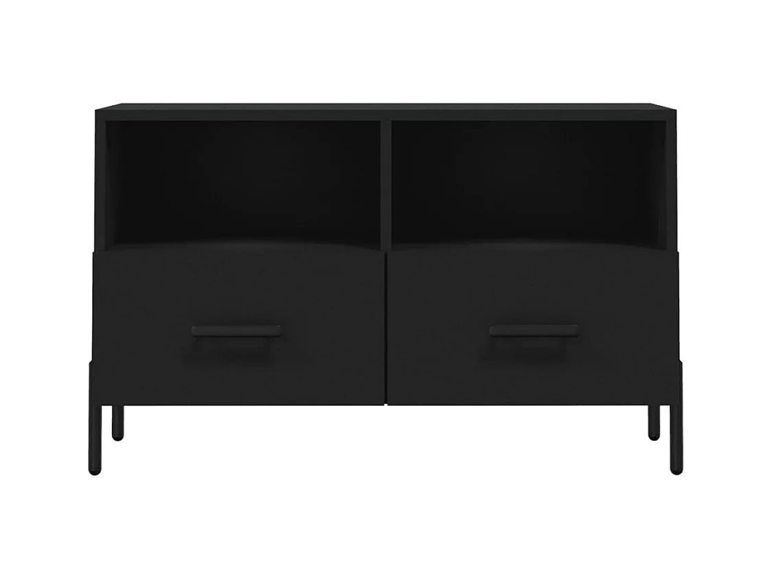 Erasmo  Meuble TV Noir 80x36x50 cm Bois d'ingénierie