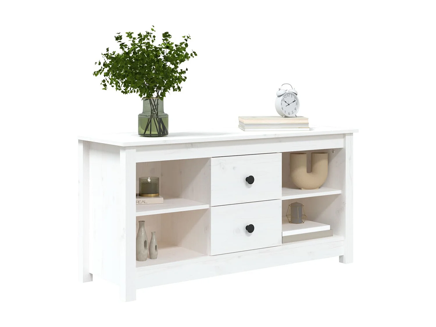 Cordele  Tv-meubel 103x36,5x52 cm massief grenenhout wit