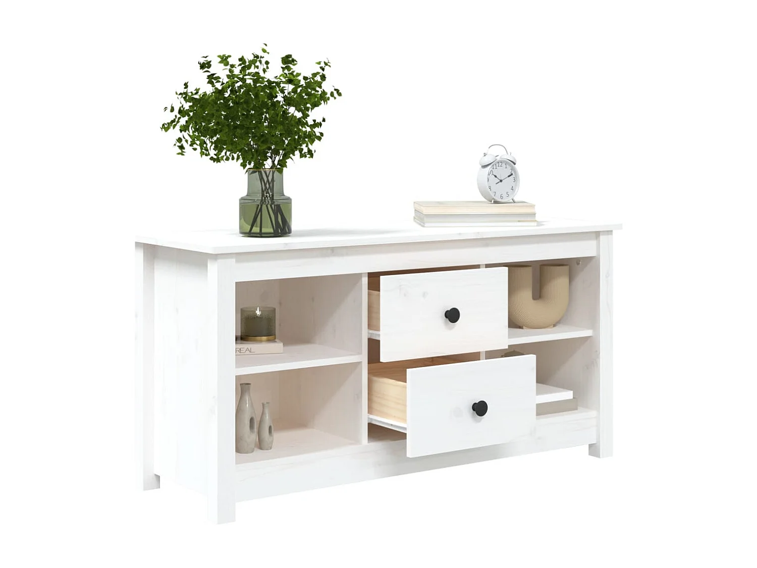 Cordele  Tv-meubel 103x36,5x52 cm massief grenenhout wit