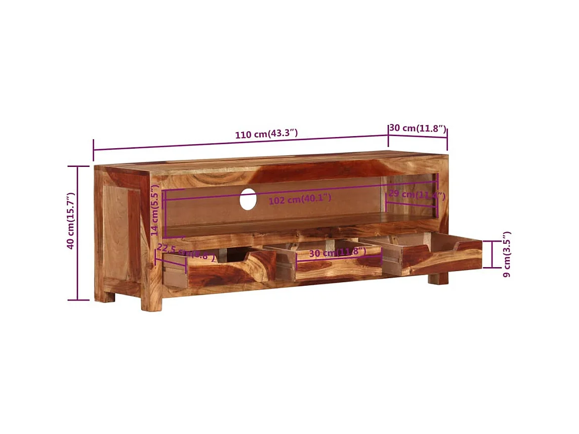 Garden Furniture -  Meuble TV 110x30x40 cm Bois d'acacia massif