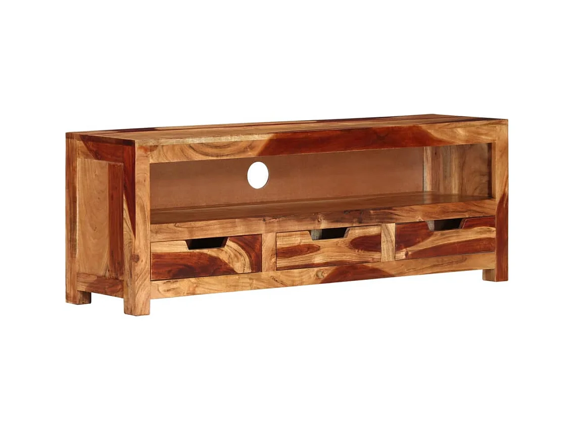 Garden Furniture -  Mueble de TV madera maciza de acacia 110x30x40 cm